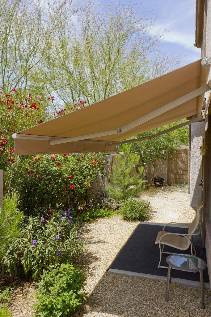 shade in the garden from awning