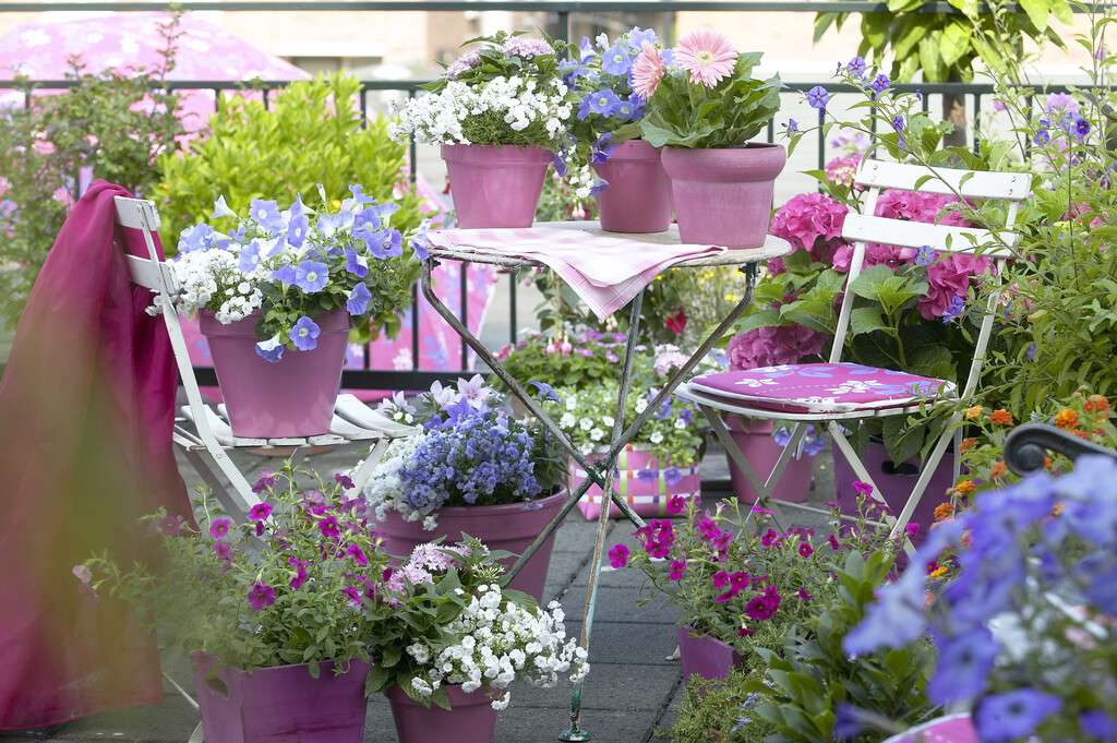 garden furniture and pots